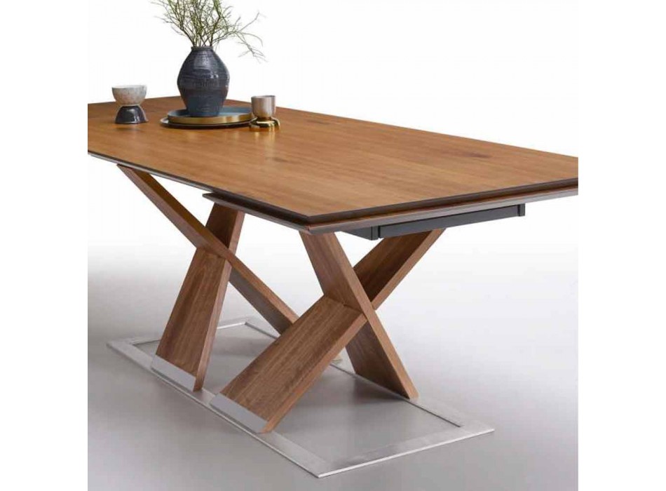Tavolinë ngrënieje e zgjerueshme Deri në 294 cm në dru të bërë në Itali - Monique Viadurini