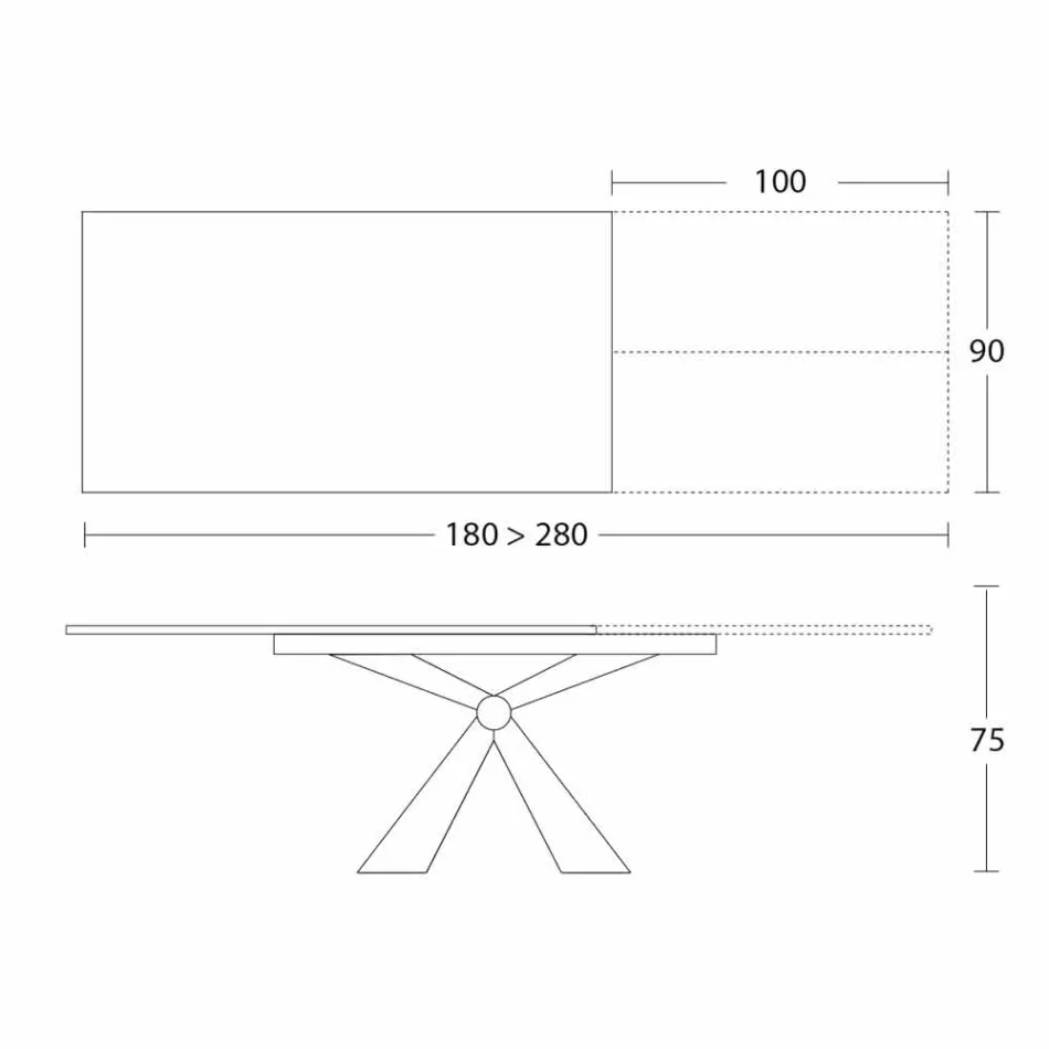 Tabela e zgjatur e darkës Deri në 298 cm në qeramikë të prodhuar në Itali - Anaconda Viadurini