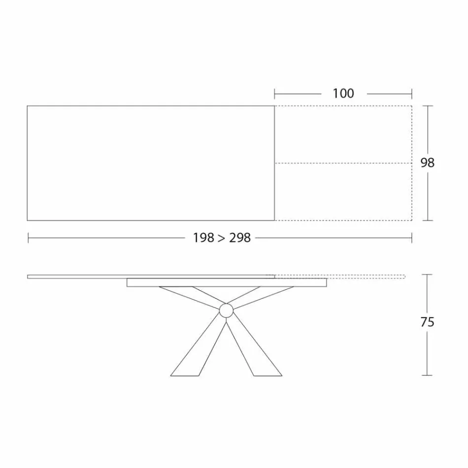 Tabela e zgjatur e darkës Deri në 298 cm në qeramikë të prodhuar në Itali - Anaconda Viadurini