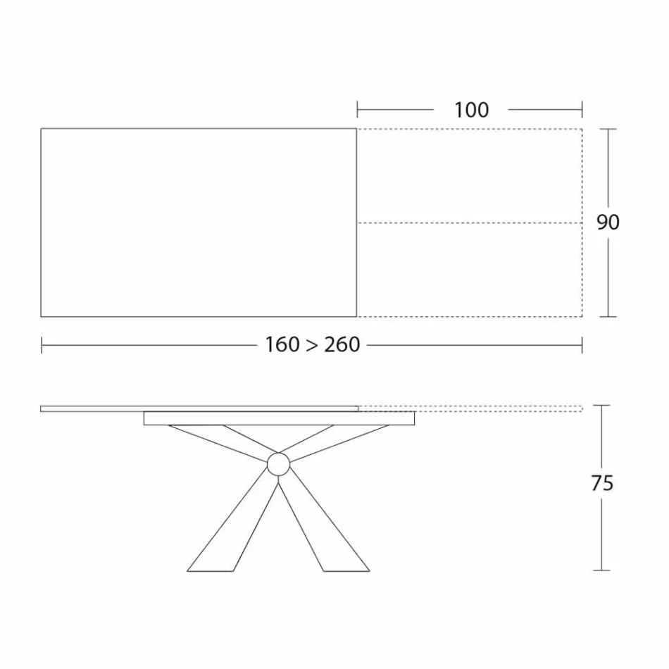 Tabela e zgjatur e darkës Deri në 298 cm në qeramikë të prodhuar në Itali - Anaconda Viadurini