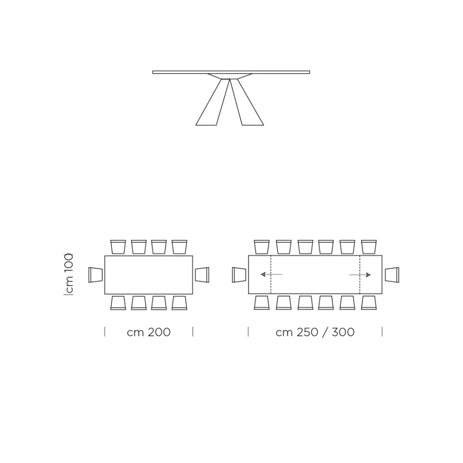Tavolinë ngrënieje e zgjatur deri në 300 cm në Fenix Prodhuar në Itali - Dalmat Viadurini