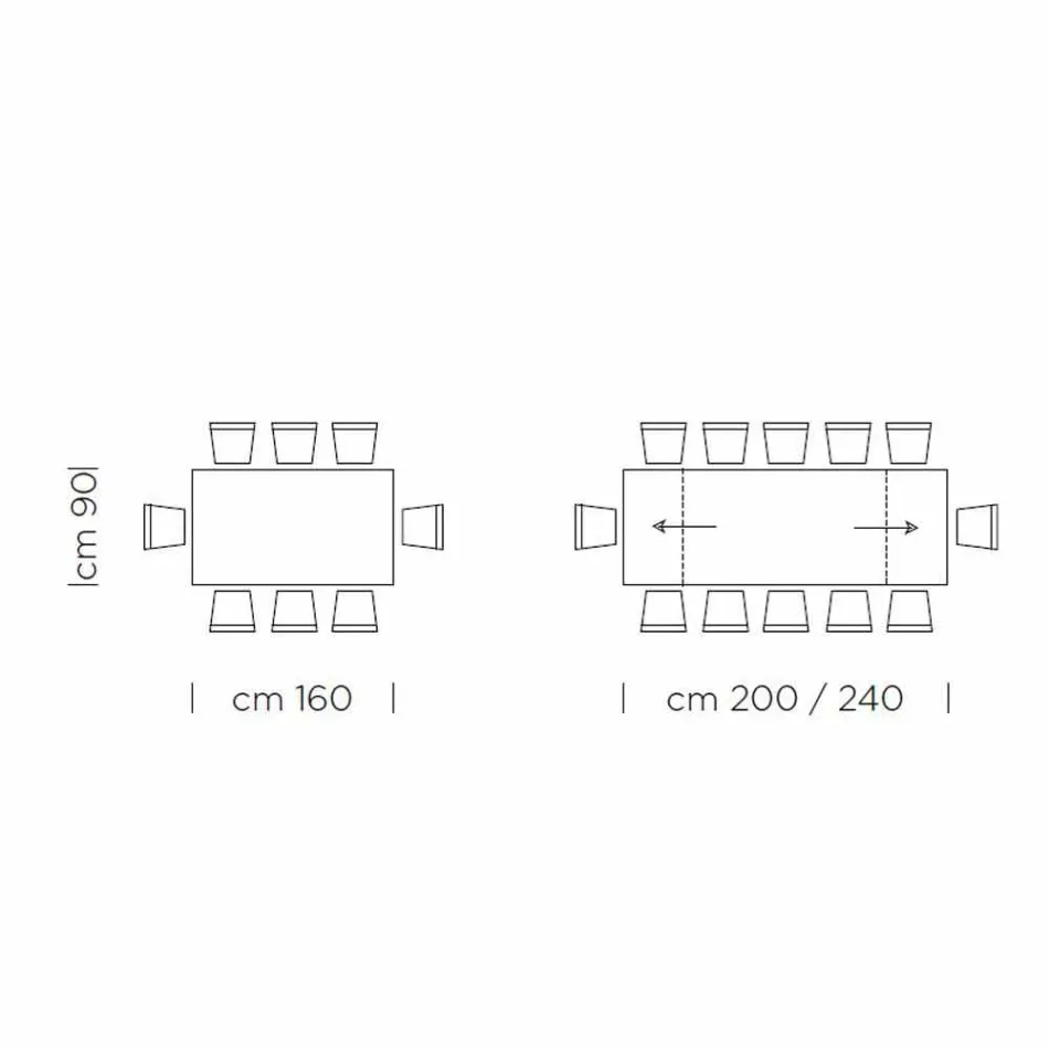 Tavolinë ngrënieje e zgjatur deri në 300 cm në laminat Prodhuar në Itali - Grotta Viadurini