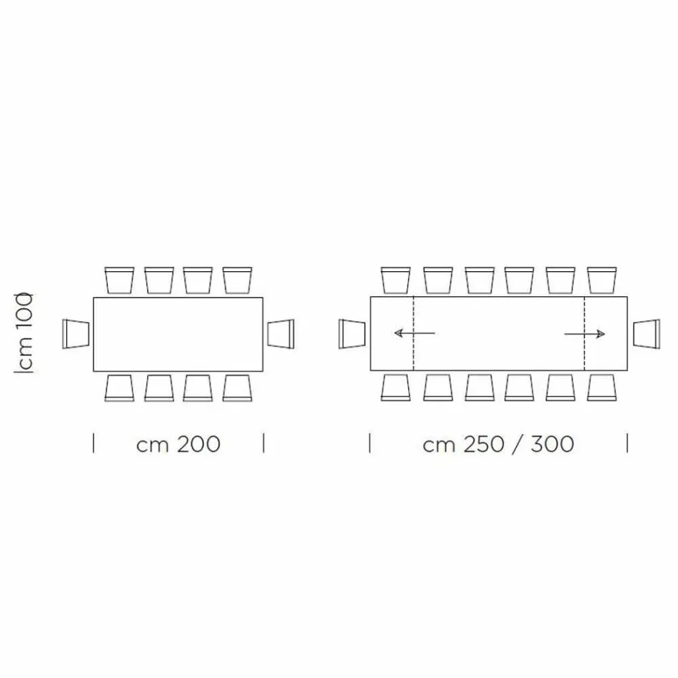 Tavolinë ngrënieje e zgjatur deri në 300 cm në laminat Prodhuar në Itali - Grotta Viadurini