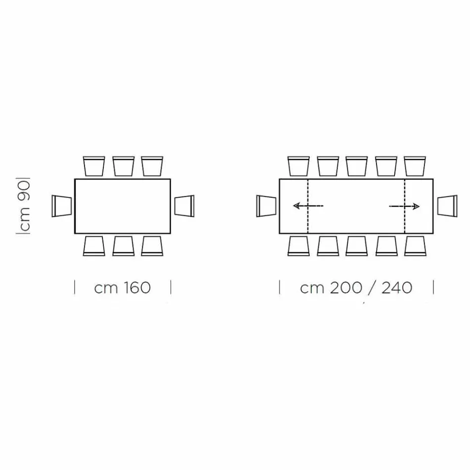 Tavolinë ngrënieje e zgjerueshme deri në 300 cm në laminat Prodhuar në Itali - Settimmio Viadurini