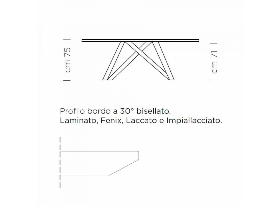 Tavolinë ngrënieje e zgjerueshme deri në 300 cm në laminat Prodhuar në Itali - Settimmio Viadurini