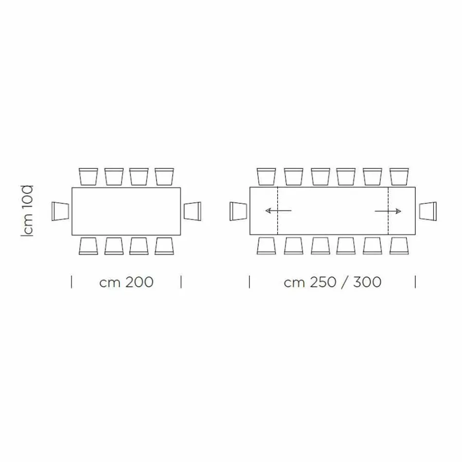 Tavolinë ngrënieje e zgjerueshme deri në 300 cm në laminat Prodhuar në Itali - Settimmio Viadurini