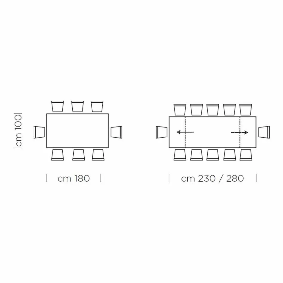 Tavolinë ngrënieje e zgjerueshme deri në 300 cm në laminat Prodhuar në Itali - Settimmio Viadurini