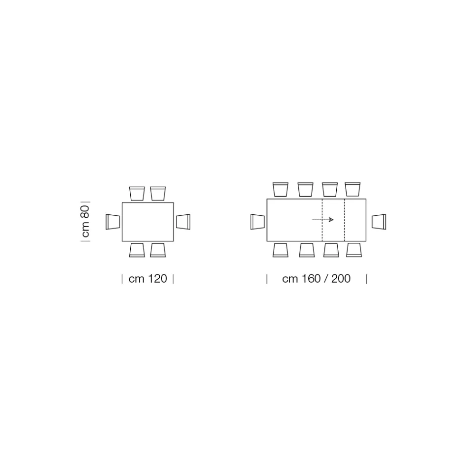 Tavolinë ngrënieje e zgjatur deri në 310 cm në Melamine Prodhuar në Itali - Të Shtatëdhjetë Viadurini