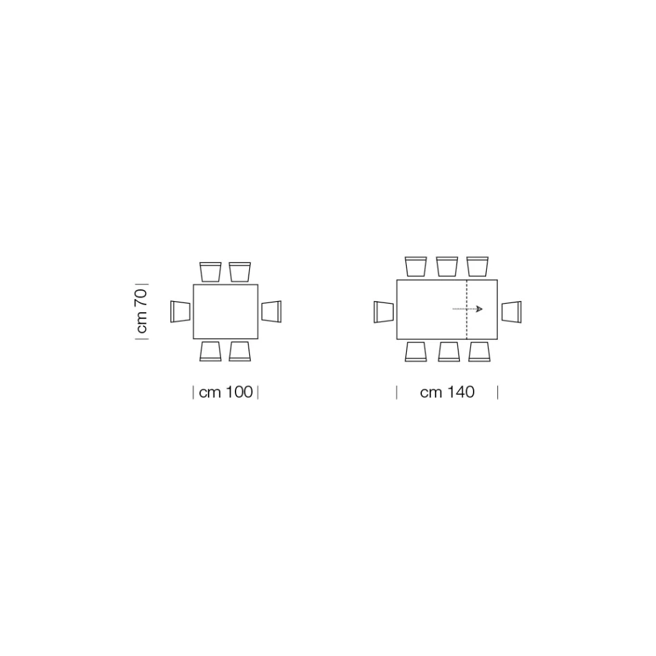 Tavolinë ngrënieje e zgjatur deri në 310 cm në Melamine Prodhuar në Itali - Të Shtatëdhjetë Viadurini