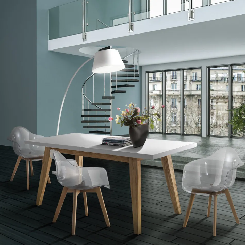 Tavolinë ngrënieje e zgjatur deri në 315 cm në Mdf dhe Dru të Ngurtë - Paolo Viadurini