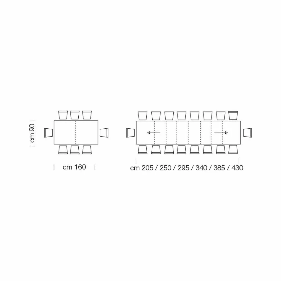 Tavolinë ngrënieje e zgjatur deri në 450cm në laminat Prodhuar në Itali - Salentino Viadurini