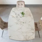 Tavolinë ngrënieje e zgjerueshme me bazë qeramike dhe metalike - Indira Viadurini