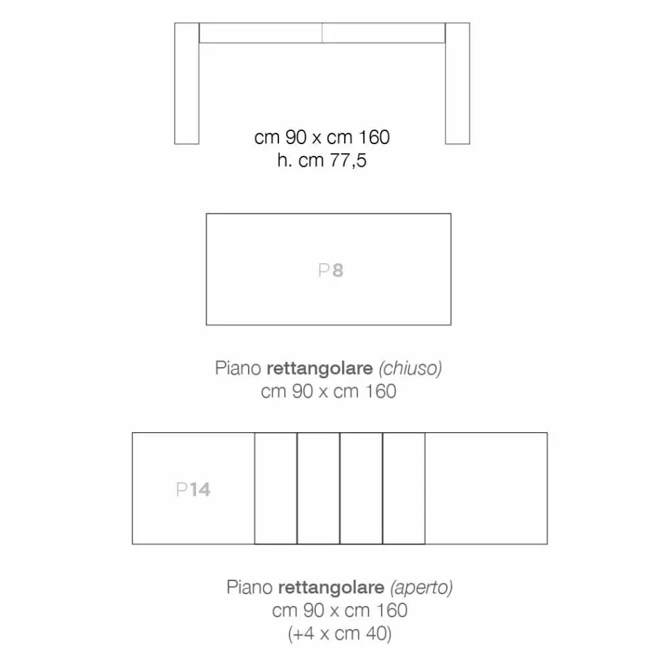 Tavolinë ngrënieje e shtrirë në dru melamine të bërë në Itali, Oky Viadurini