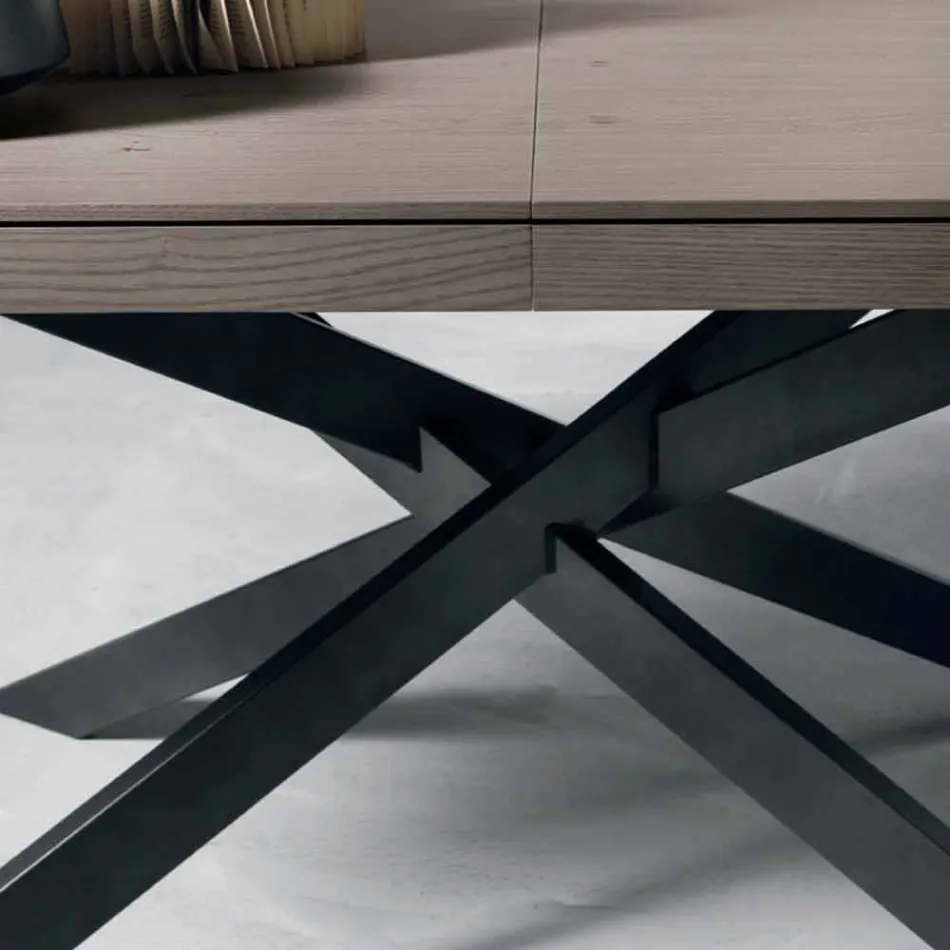 Tabela e ngrënies me dru lisi të zgjatur L315cm e bëri Italinë Oncino Viadurini