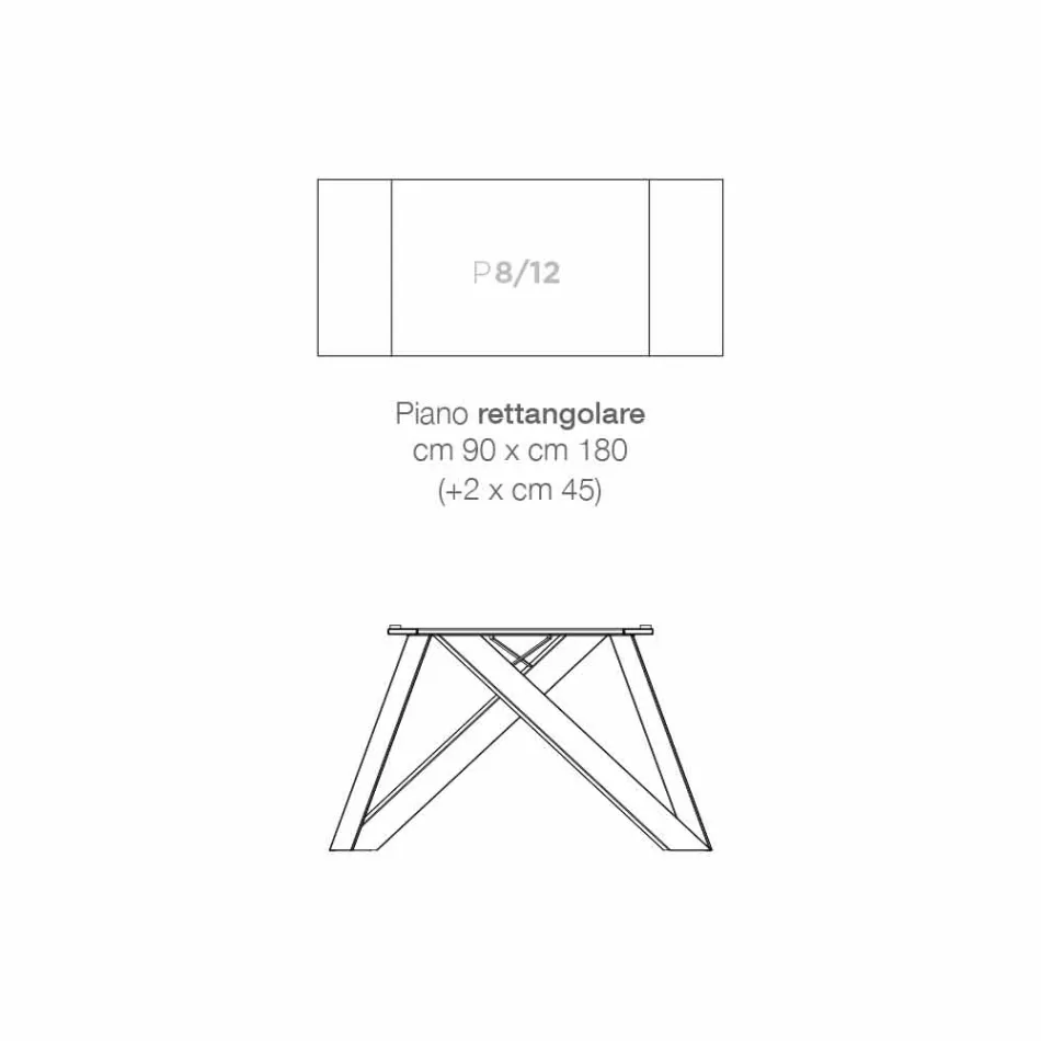 Tavolinë ngrënieje e zgjatur e qelqit qeramik, e bërë në Itali, Wilmer Viadurini
