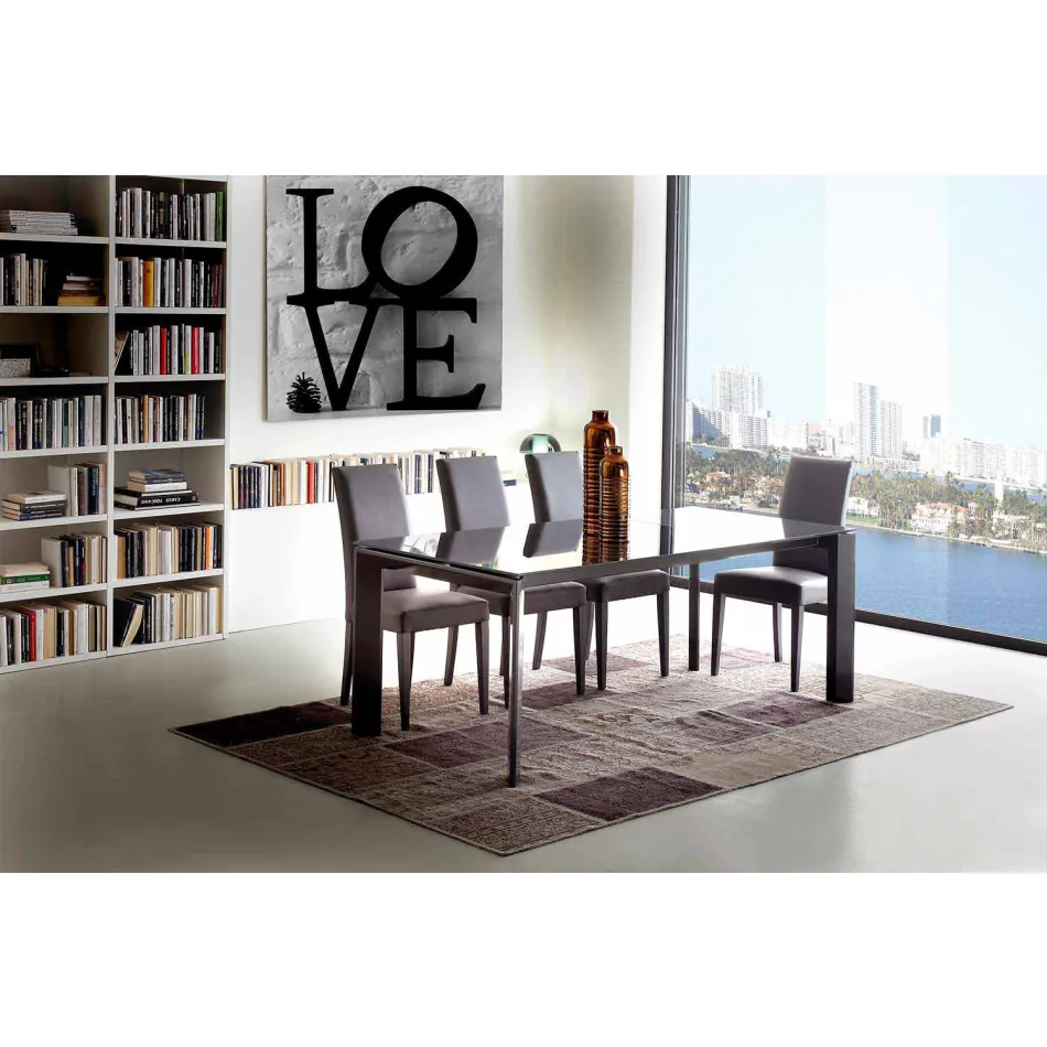 Tavolinë ngrënieje e zgjëruar, Top xhami i rrëmbyer - Faleria Viadurini