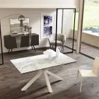 Tabela e ngrënies me xham-qeramikë e zgjatur, l.160 / 240xp.90 cm, Duhani Viadurini