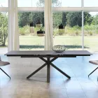 Tabela e ngrënies me xham-qeramikë e zgjatur, l.160 / 240xp.90 cm, Duhani Viadurini