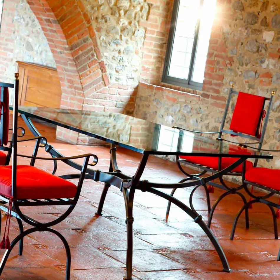 Tavolinë darke e punuar me dorë me majë qelqi prodhuar në Itali - Principe Viadurini