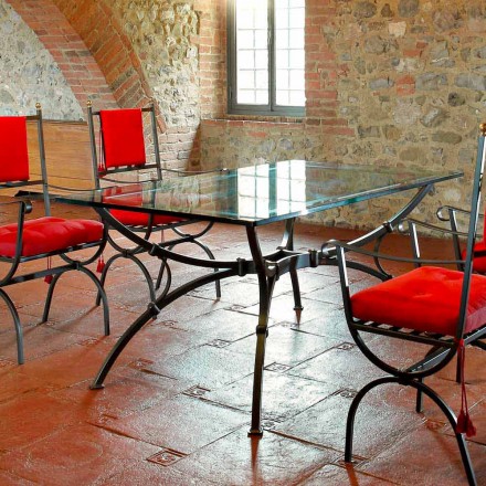 Tavolinë darke e punuar me dorë me majë qelqi prodhuar në Itali - Principe Viadurini
