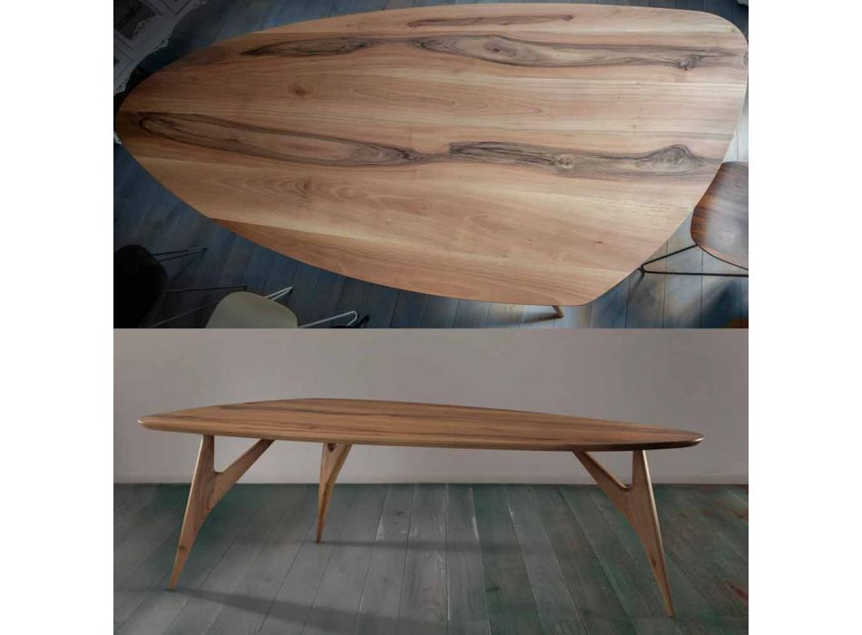 Tavolinë darke artizanale në dru të fortë arre prodhuar në Itali - Nocino Viadurini