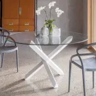 Tavolinë ngrënieje me bazë të ngurtë ahu dhe sipër me xham të temperuar - Evergreen Viadurini