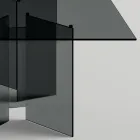 Tavoline ngrenie me baze dhe maja drejtkendeshe xhami Made in Italy - Thommy Viadurini