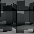 Tavoline ngrenie me baze dhe maja drejtkendeshe xhami Made in Italy - Thommy Viadurini