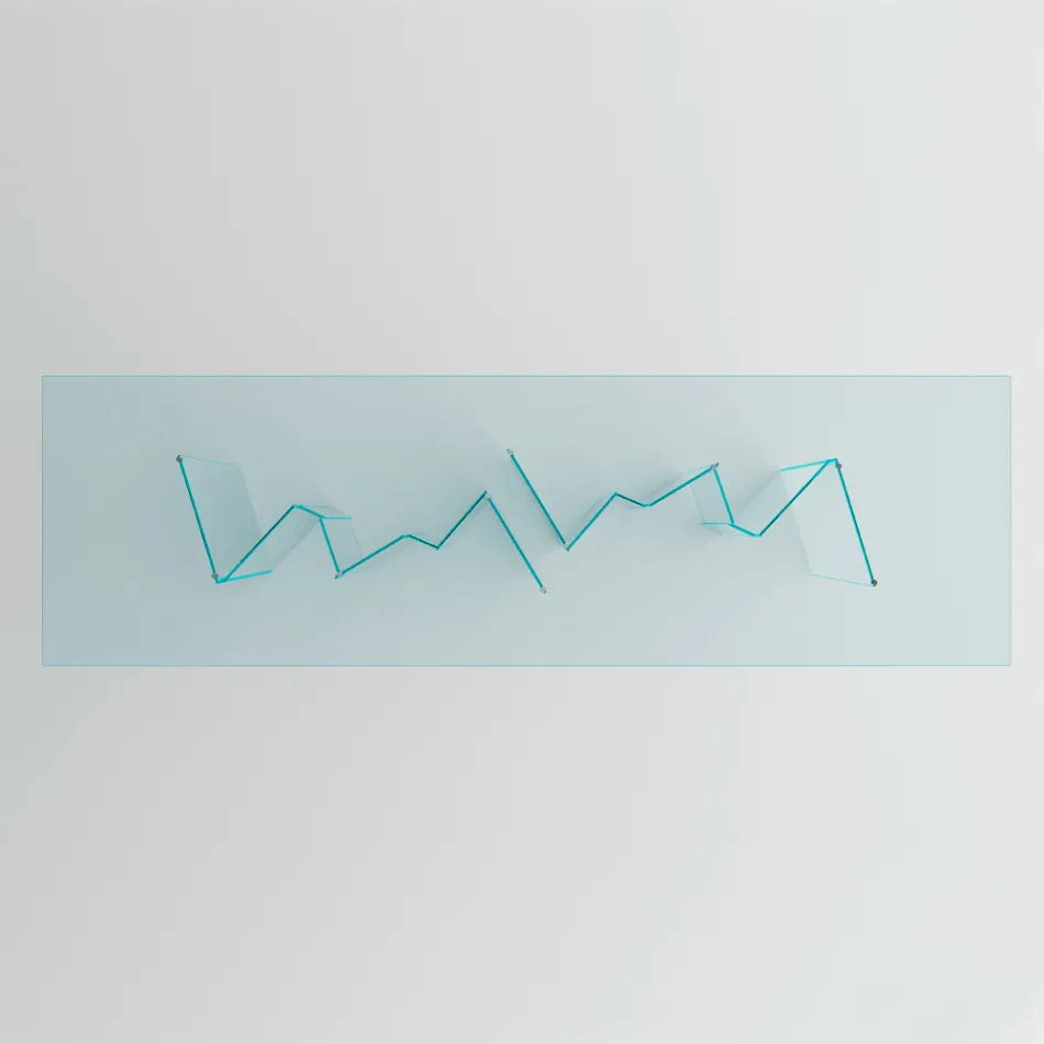 Tavoline ngrenie me baze dhe maja drejtkendeshe xhami Made in Italy - Thommy Viadurini