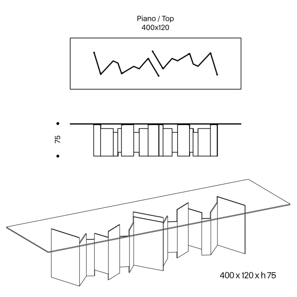 Tavoline ngrenie me baze dhe maja drejtkendeshe xhami Made in Italy - Thommy Viadurini