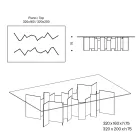 Tavoline ngrenie me baze dhe maja drejtkendeshe xhami Made in Italy - Thommy Viadurini