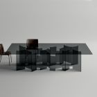 Tavoline ngrenie me baze dhe maja drejtkendeshe xhami Made in Italy - Thommy Viadurini