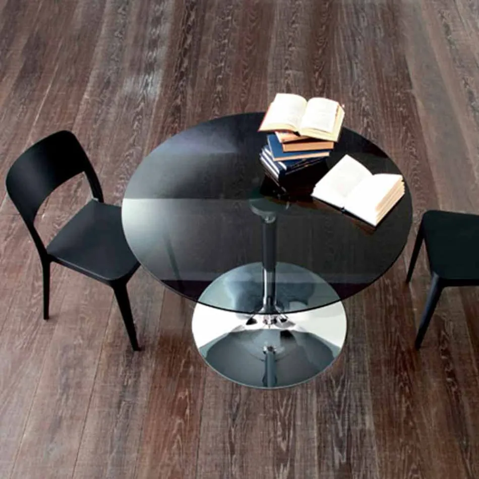 Tavolinë darke me majë kristali dhe bazë të kromuar prodhuar në Itali - Tallio Viadurini