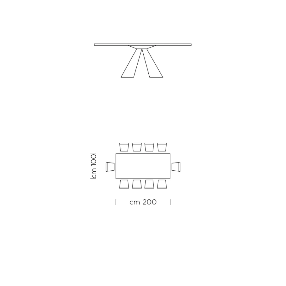 Tavolinë ngrënie me majë Fenix dhe bazë çeliku Prodhuar në Itali - Dalmat Viadurini
