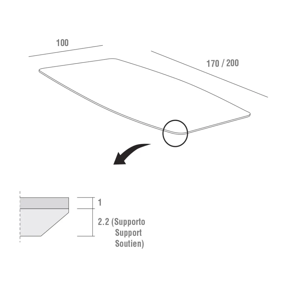 Tavolinë ngrënieje me majë Hpl dhe Bazë Metalike prodhuar në Itali - Aresto Viadurini