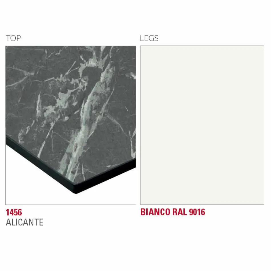 Tavolinë ngrënieje me majë Hpl dhe Bazë Metalike prodhuar në Itali - Aresto Viadurini