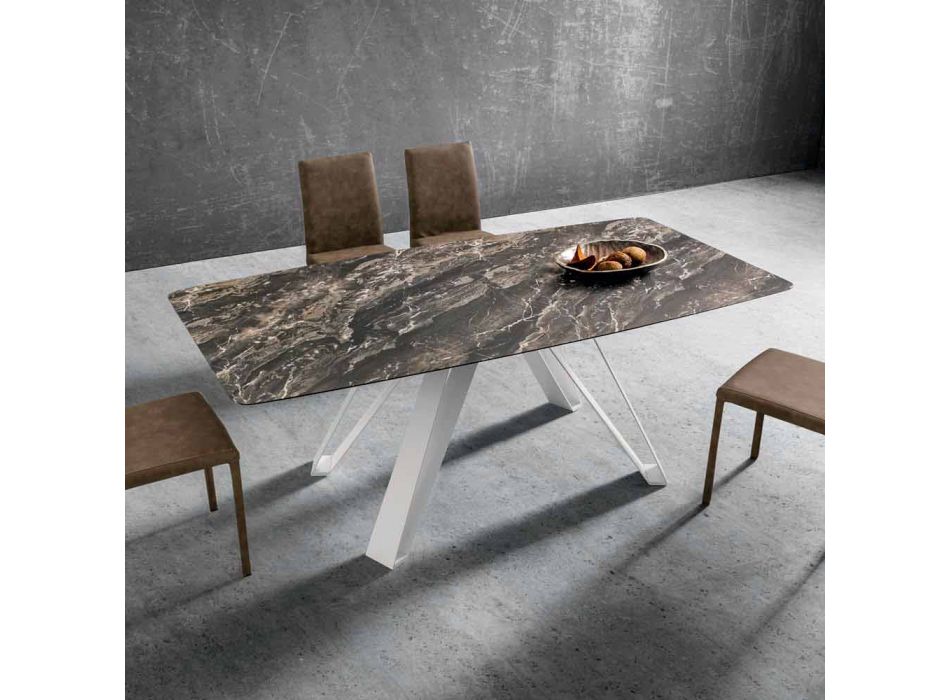 Tavolinë ngrënieje me majë Hpl dhe Bazë Metalike prodhuar në Itali - Aresto Viadurini
