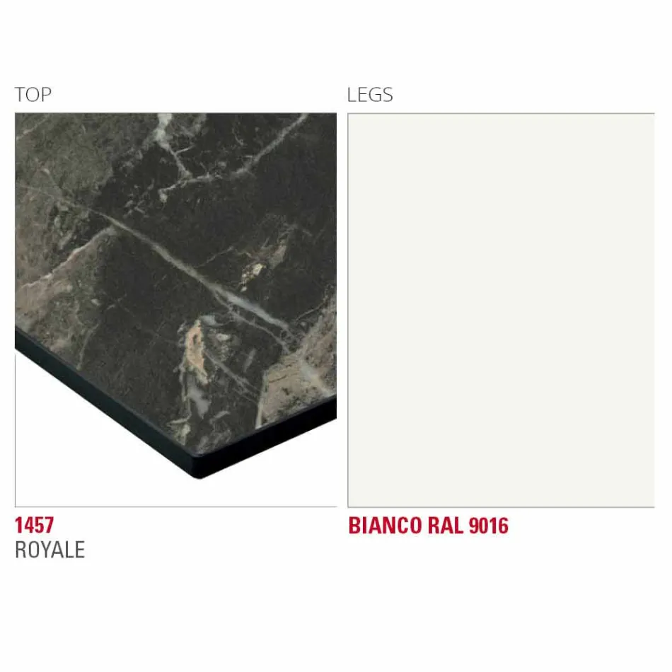 Tavolinë ngrënieje me majë Hpl dhe Bazë Metalike prodhuar në Itali - Aresto Viadurini