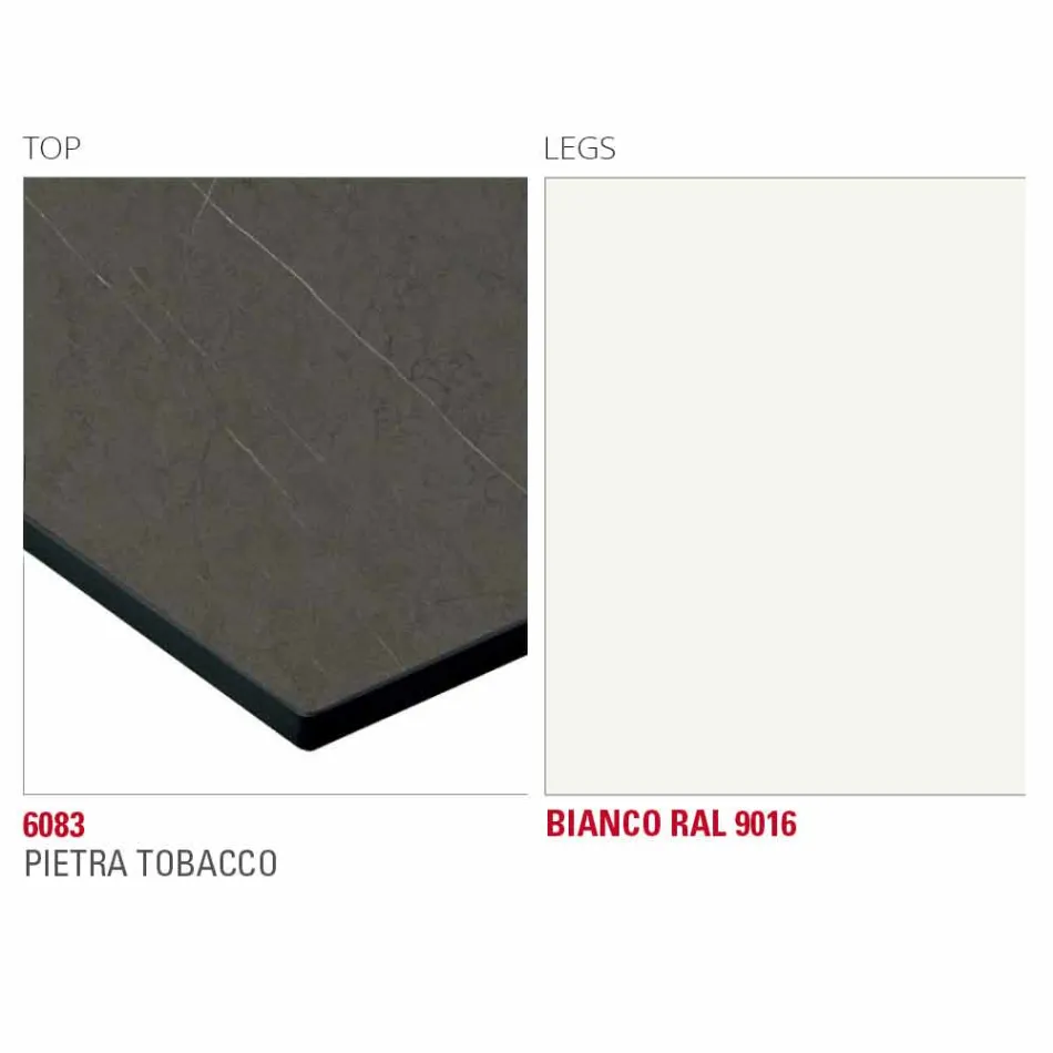 Tavolinë ngrënieje me majë Hpl dhe Bazë Metalike prodhuar në Itali - Aresto Viadurini