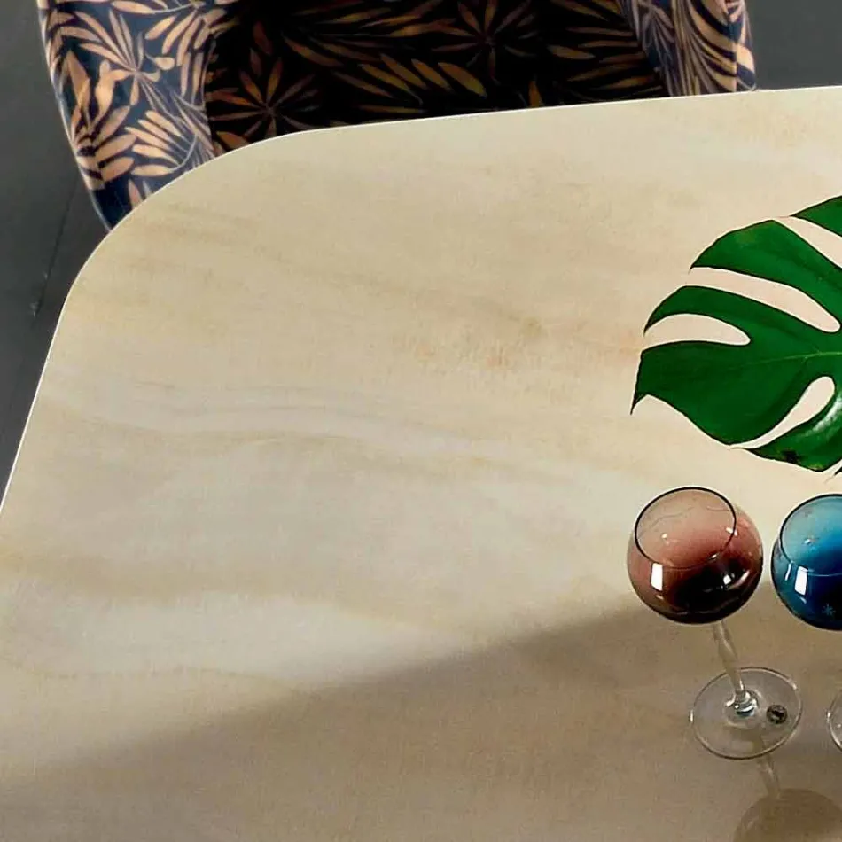 Tavolinë ngrënie me majë në fine Made in Italy Hypermerble - Settimmio Viadurini