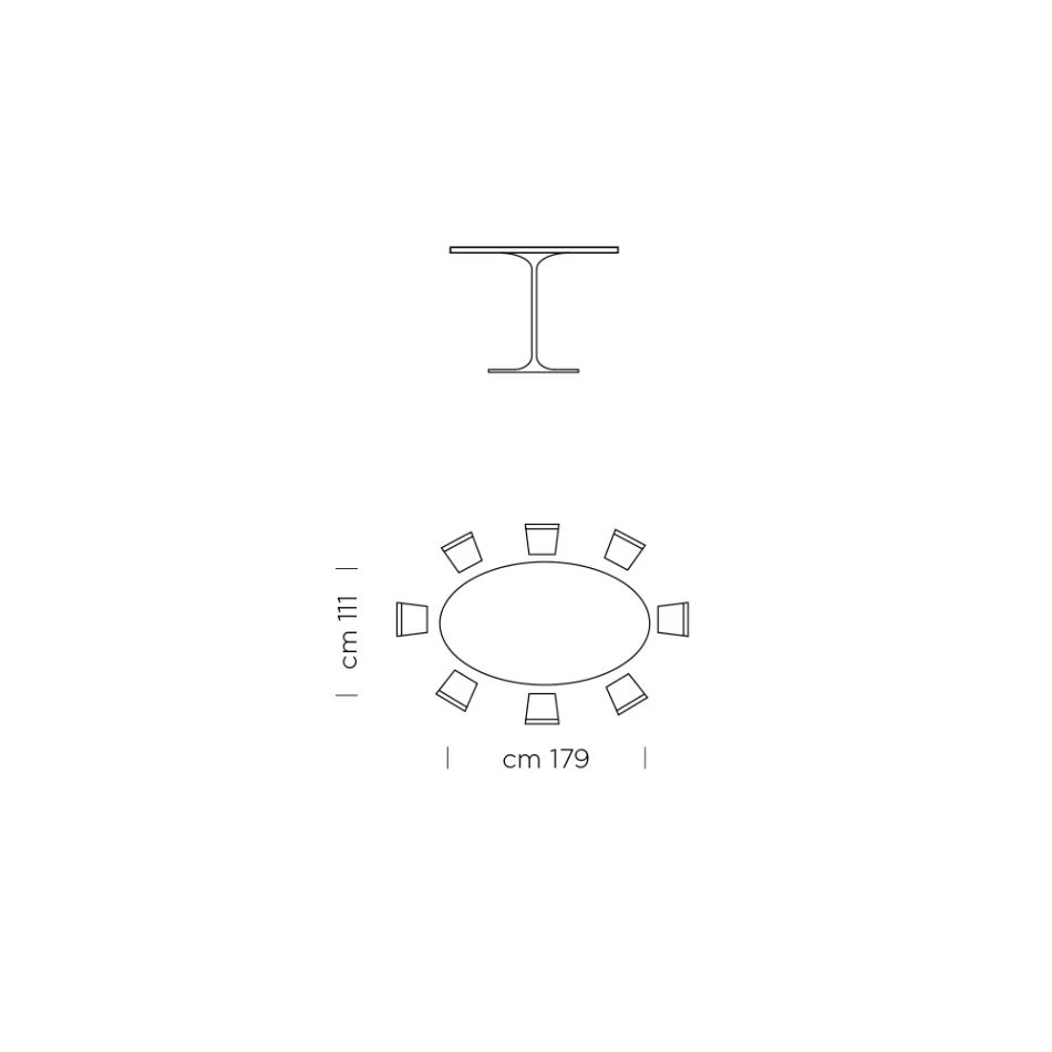 Tavolinë ngrënie me majë ovale me fasone Made in Italy - Dollarë Viadurini