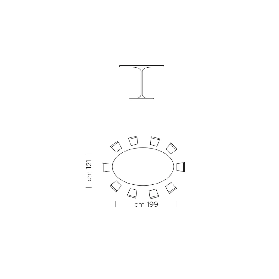 Tavolinë ngrënie me majë ovale me fasone Made in Italy - Dollarë Viadurini