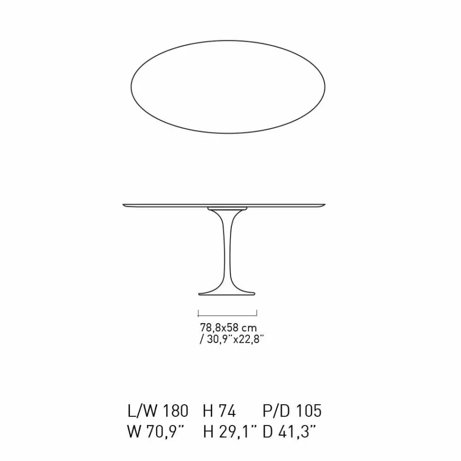 Tavolinë ngrënieje me mermer ovale të prodhuar në Itali - E shkëlqyeshme Viadurini