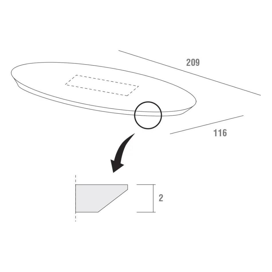 Tavolinë ngrënieje me majë kompensatë ovale Prodhuar në Itali - Brontolo Viadurini