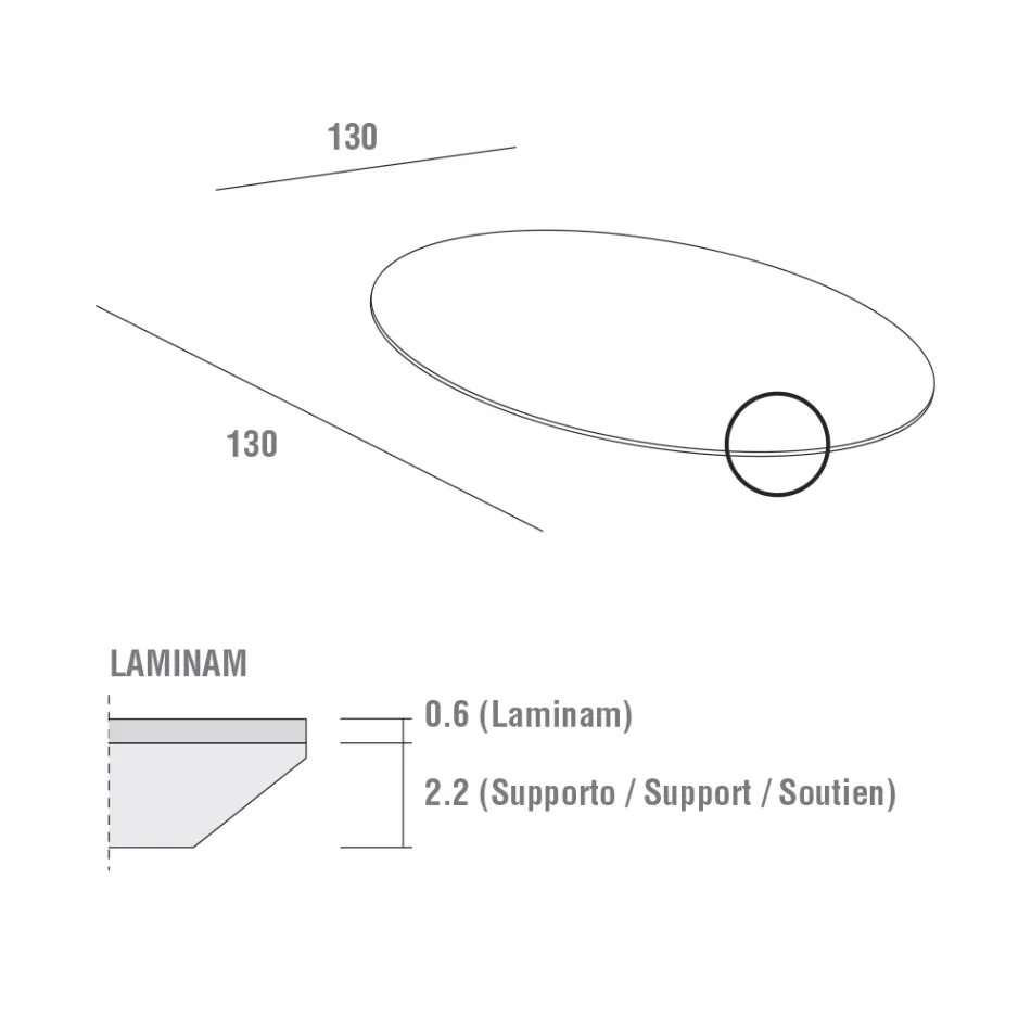 Tavolinë Ngrënie me Top të Rrumbullakët Laminam Made in Italy - Lingotto Viadurini