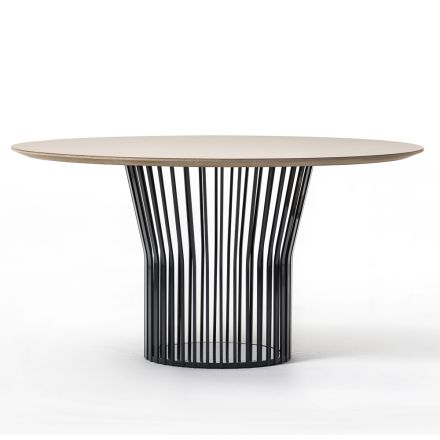 Tavolinë ngrënieje me majë të rrumbullakët prej druri Made in Italy - Alfero Viadurini
