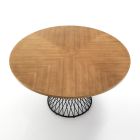 Tavolinë ngrënieje me majë të rrumbullakët në Mdf me rimeso lisi - Emmanuel Viadurini