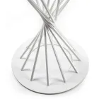 Tavolinë ngrënieje me majë xhami të rrumbullakët dhe bazë çeliku - Mileto Viadurini