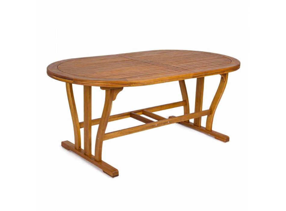 Tavolinë për darkë të jashtme të zgjatshme Deri në 240 cm në dru - Kaley Viadurini