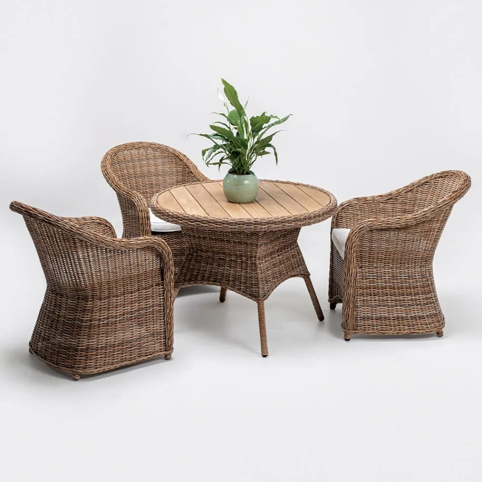 Tavolinë ngrënieje në natyrë me majë tik natyral të gjerë - Melina Viadurini